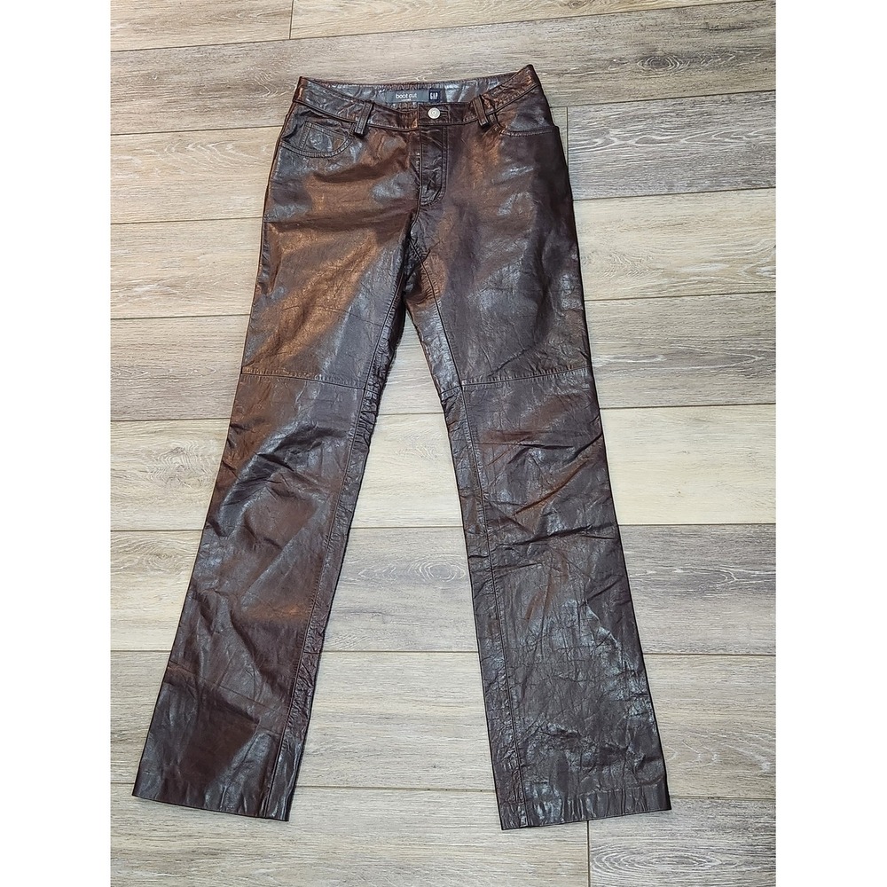 Vintage Gap Leather Pants Juniors Y2K 2000 Bootcut Flare size 1